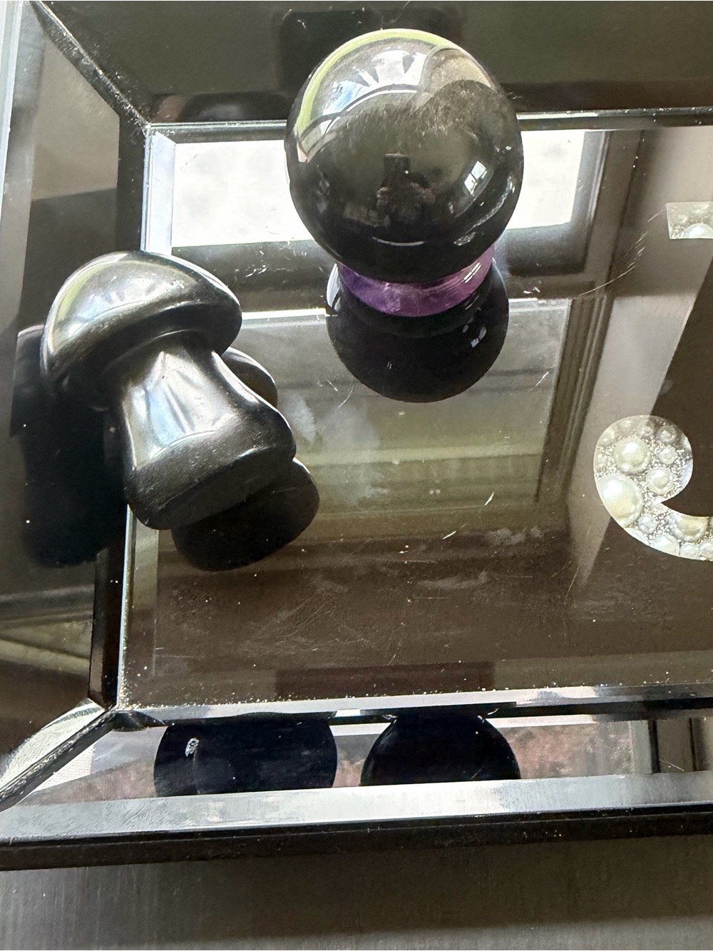 Set of Natural Obsidian Crystals (Sphere and Mushroom)
